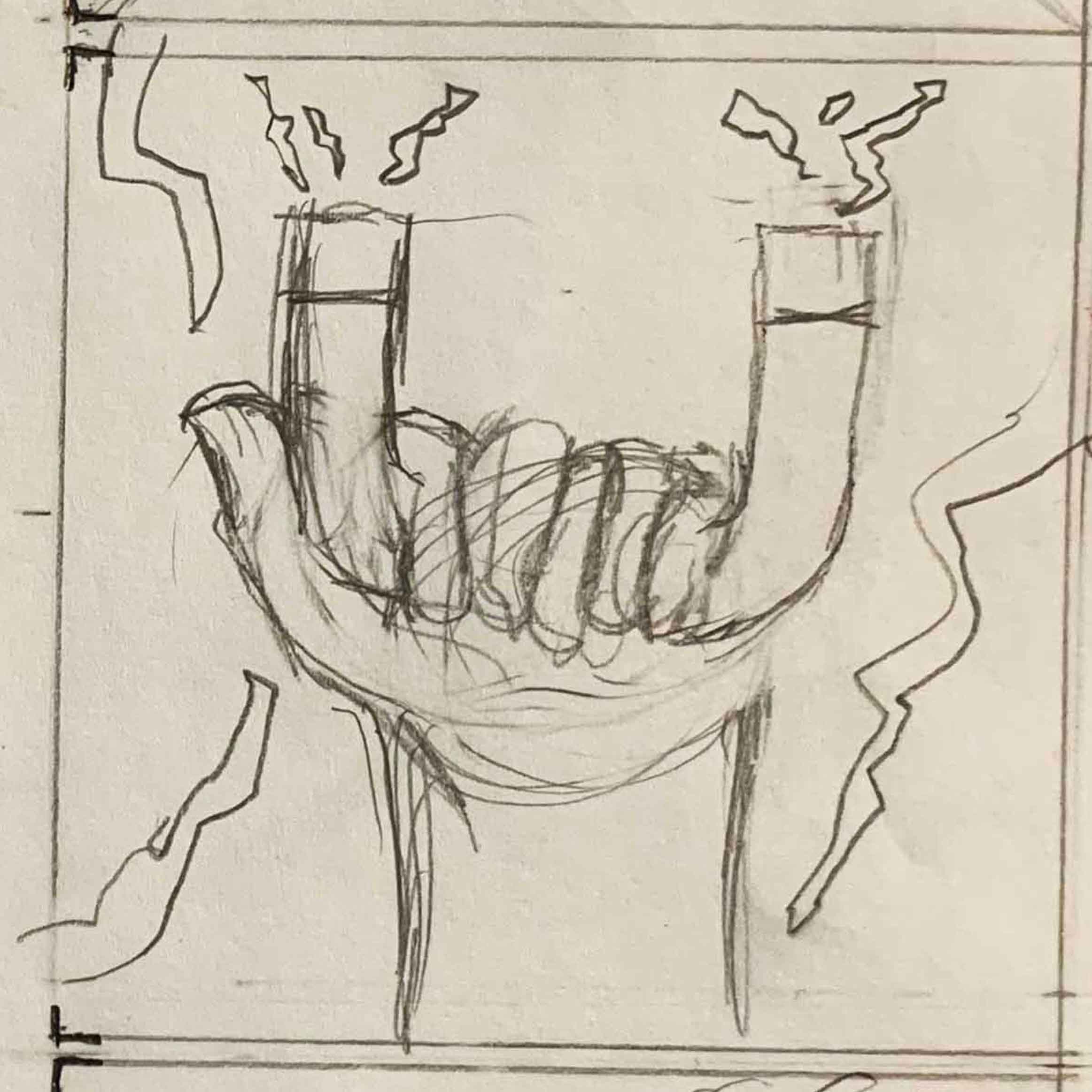 thumbnails for letter u drop cap. illustration of a u-shaped magnet held up by one hand attracting bolts of lighting