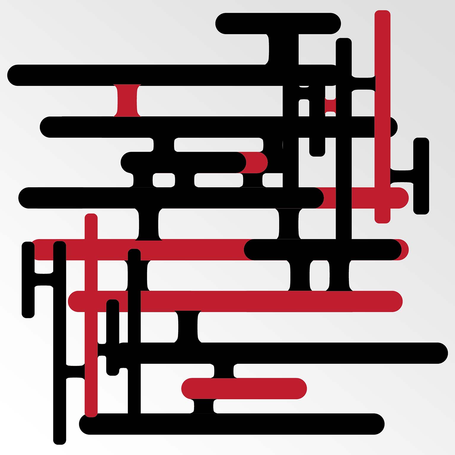 various black and red lines intersecting one another forming multiple E shapes