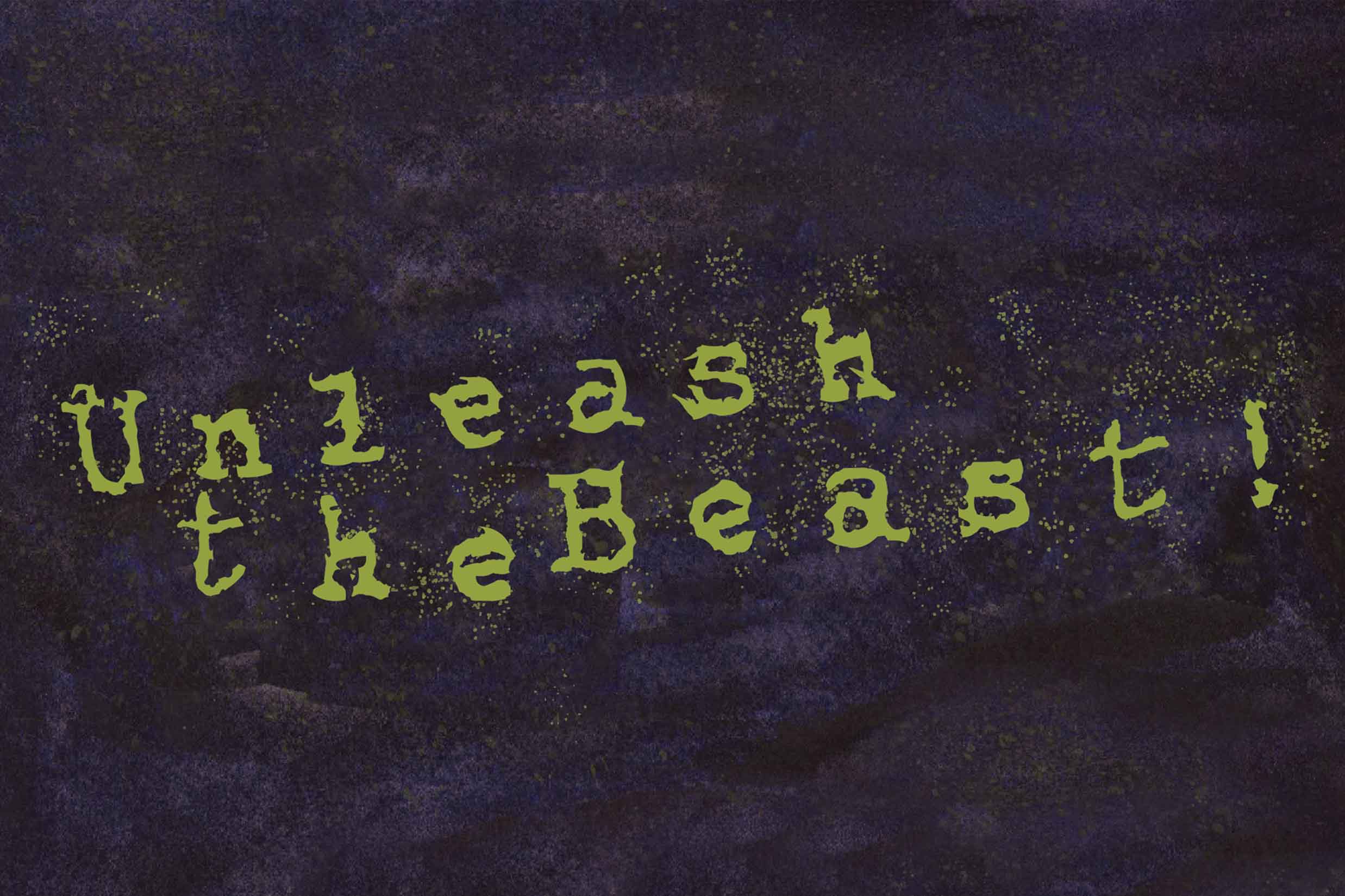 close up of the monster energy slogan, 'Unleash the Beast!' 